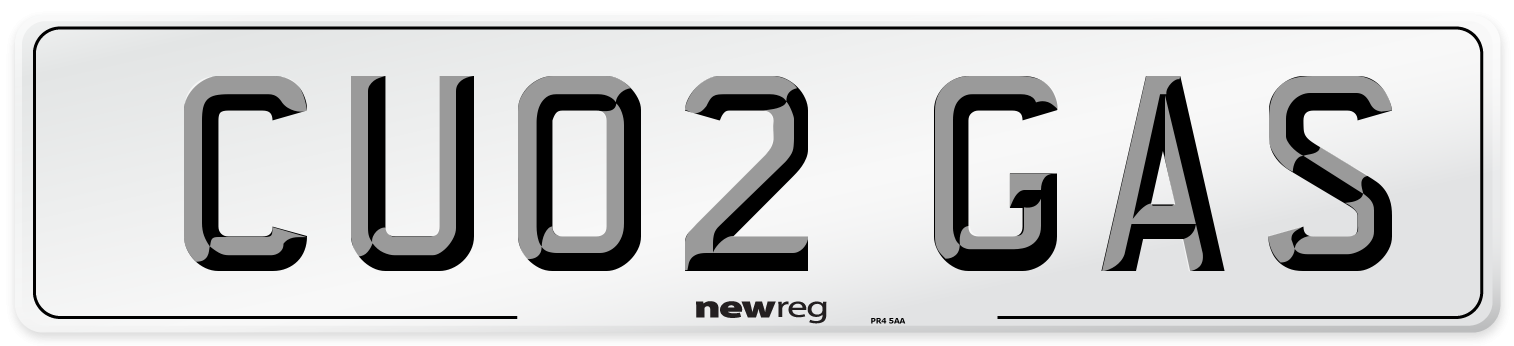 CU02 GAS Number Plate from New Reg